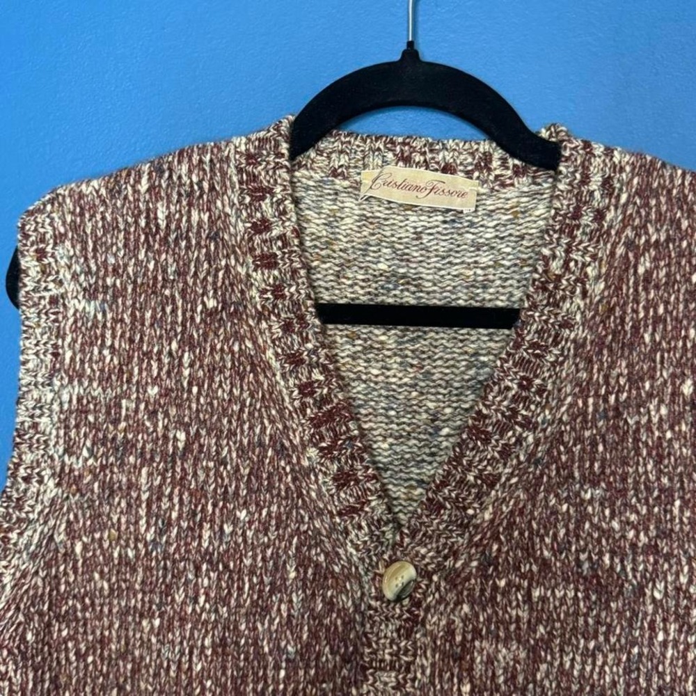 Vintage Cashmere Sweater Vest Women's Size XL Christiano Fissore Knit Brown Soft - Picture 3 of 7